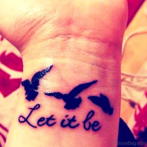 Let It Be Flying Birds Cute Tattoo On Wrist 
