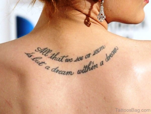 Lettering Back Neck Tattoo
