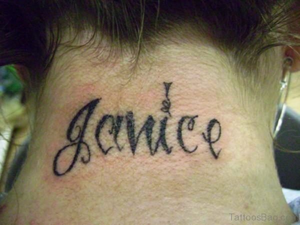 Lettering Name Tattoo On Neck