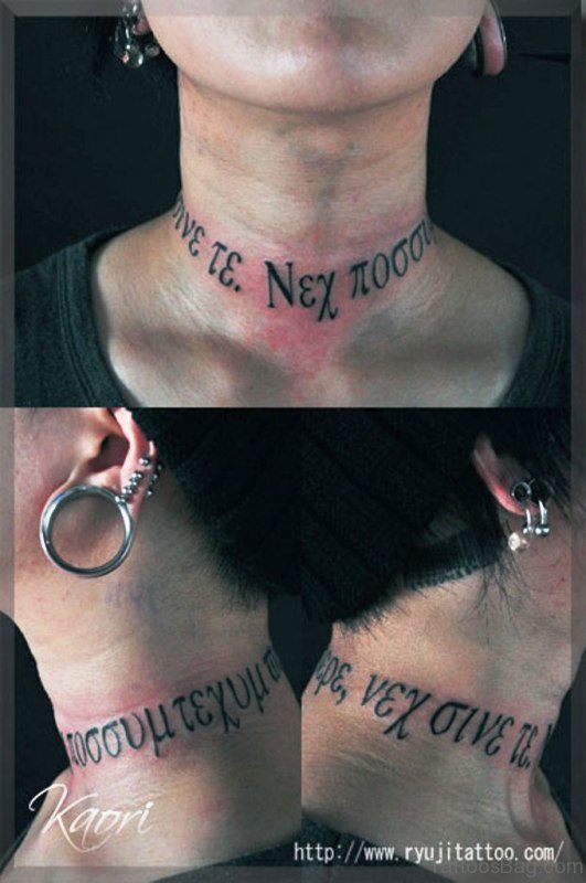 Lettering Neck Tattoo