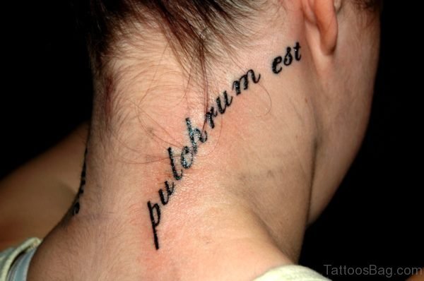 Lettering Tattoo On Neck