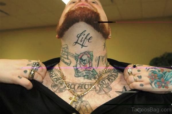 Life Letter Tattoo On Neck