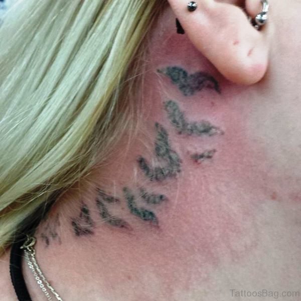 Light Color Bats Tattoo Behind Ears