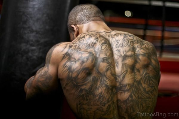 Lion Face Tattoo On Back