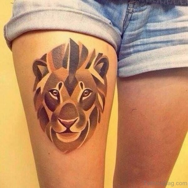 Lion Tattoo For Women on Thigh