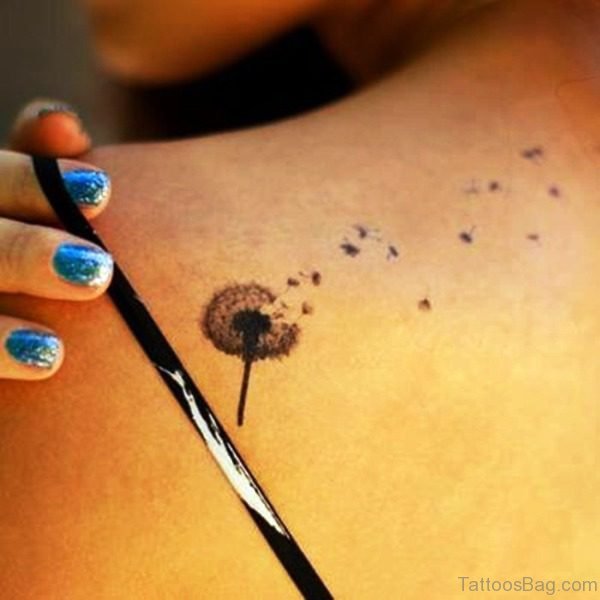 Little Dandelion Tattoo On Shoulder