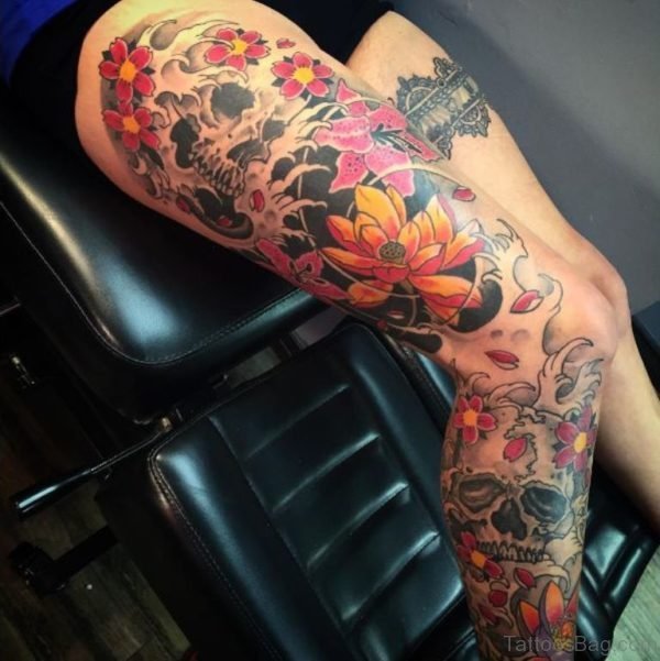 Lotus And Dragon Tattoo