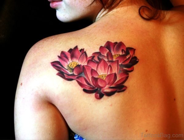 Lotus Tattoo On Back Shoulder