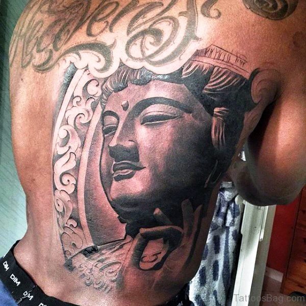 Lovely Buddha Tattoo On Back