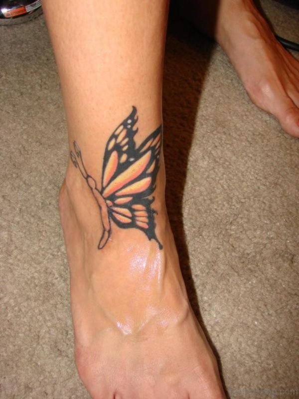 Lovely Butterfly Tattoo Design For Ankle