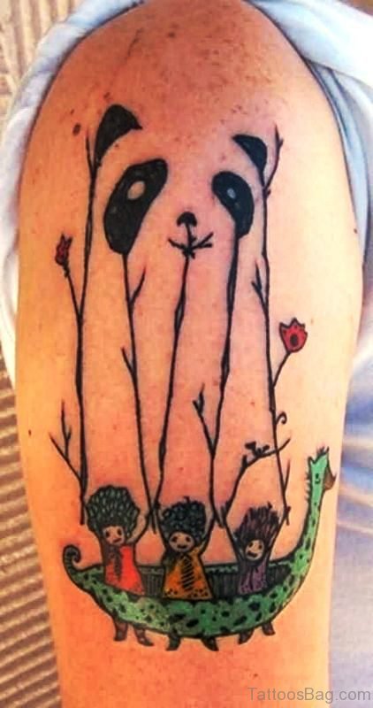 Lovely Designer Panda Shoulder Tattoo