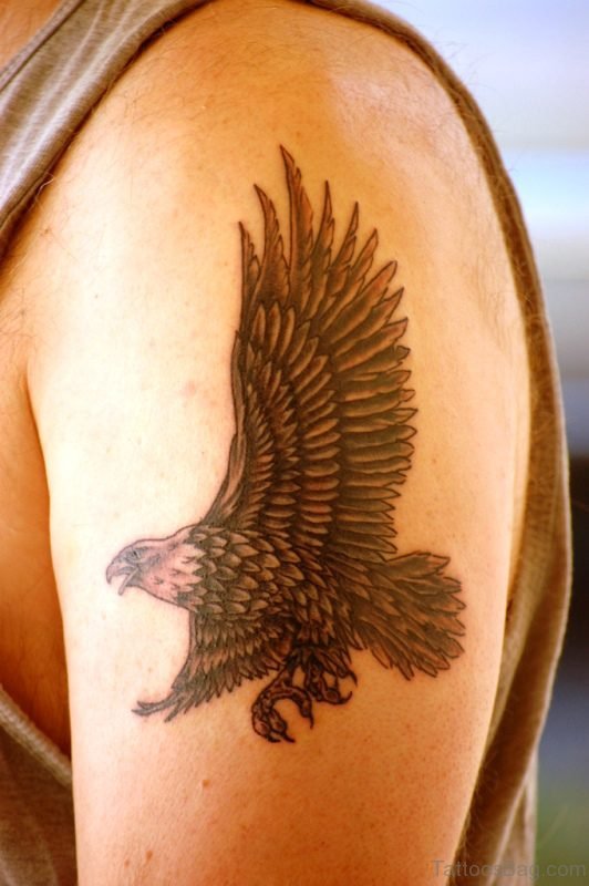 Lovely Eagle Tattoo On Left Shoulder