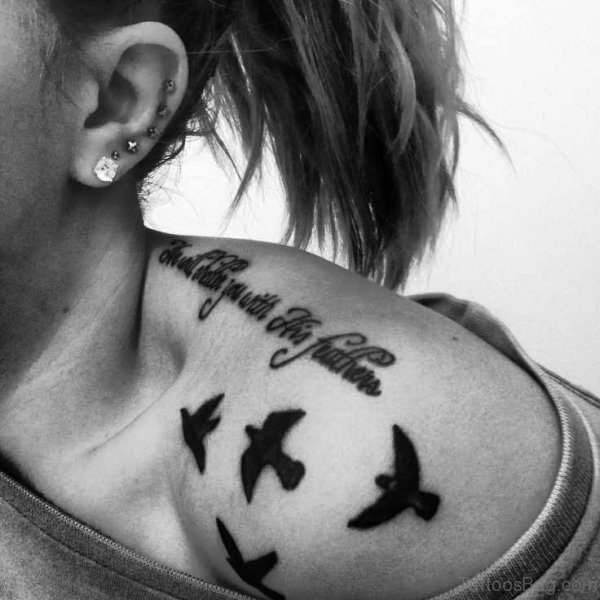Lovely Flying Birds Shoulder Tattoo