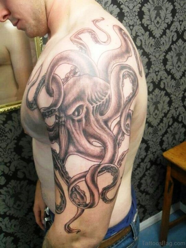 Lovely Kraken Shoulder Tattoo