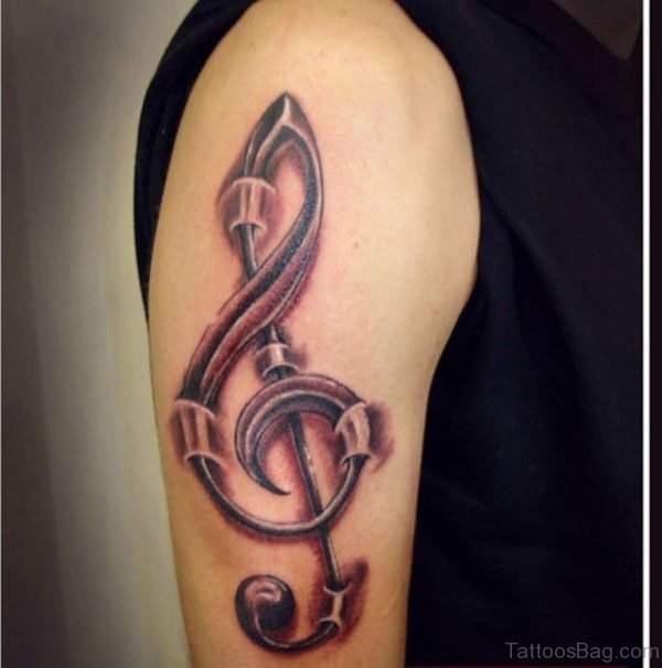 Lovely Music Tattoo Design On Right Shoulder
