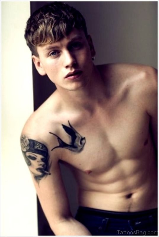 Lovely Swallows Tattoo On Chest