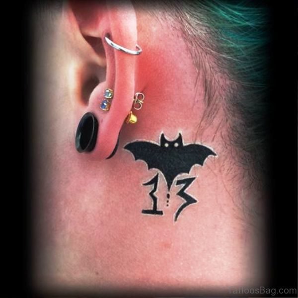 Magnificent Bat Tattoo Behind Ears