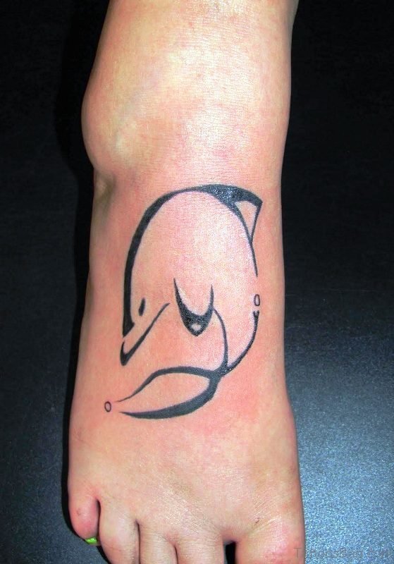 Magnificent Dolphin Tattoo On Foot