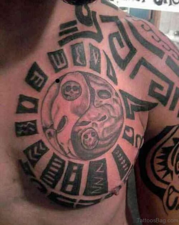 Maori Tribal Tattoo On Chest