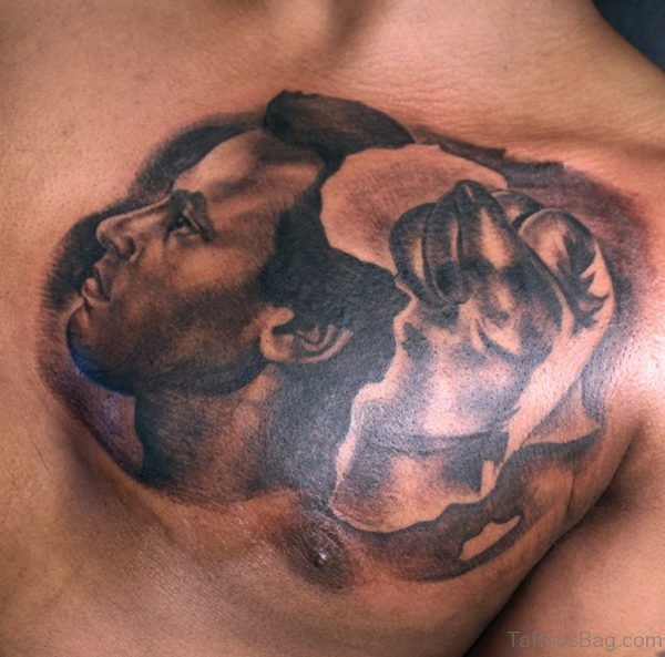 Map And Portrait Tattoo