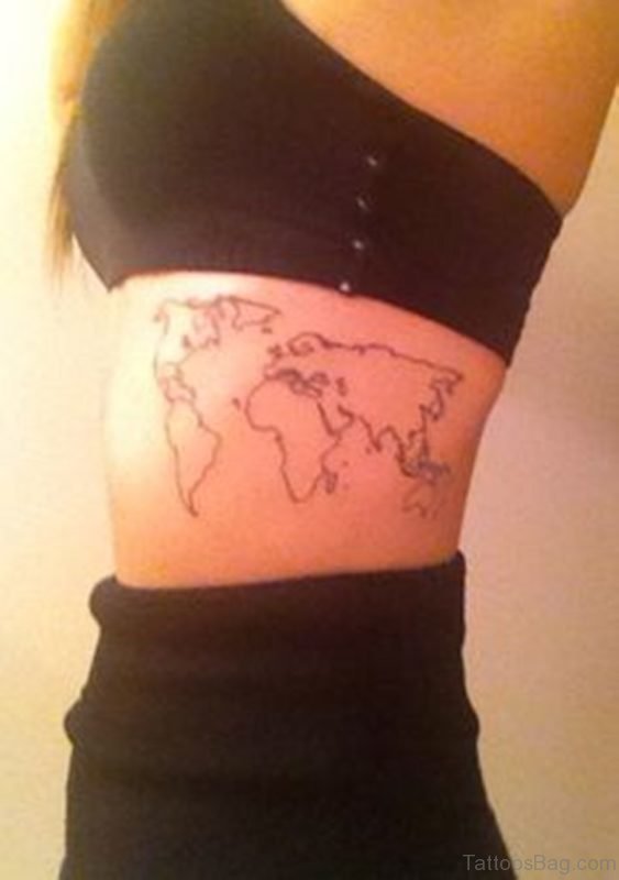 Map Tattoo Design On Rib