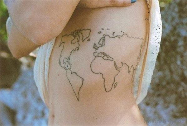 Map Tattoo On Rib