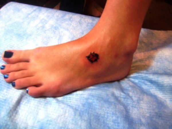 Marvelous Ladybug Tattoo On Foot