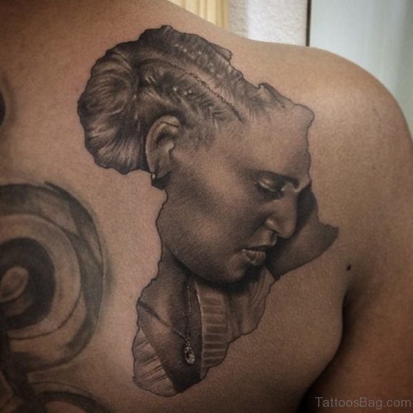 Marvelous African Map Tattoo On Back