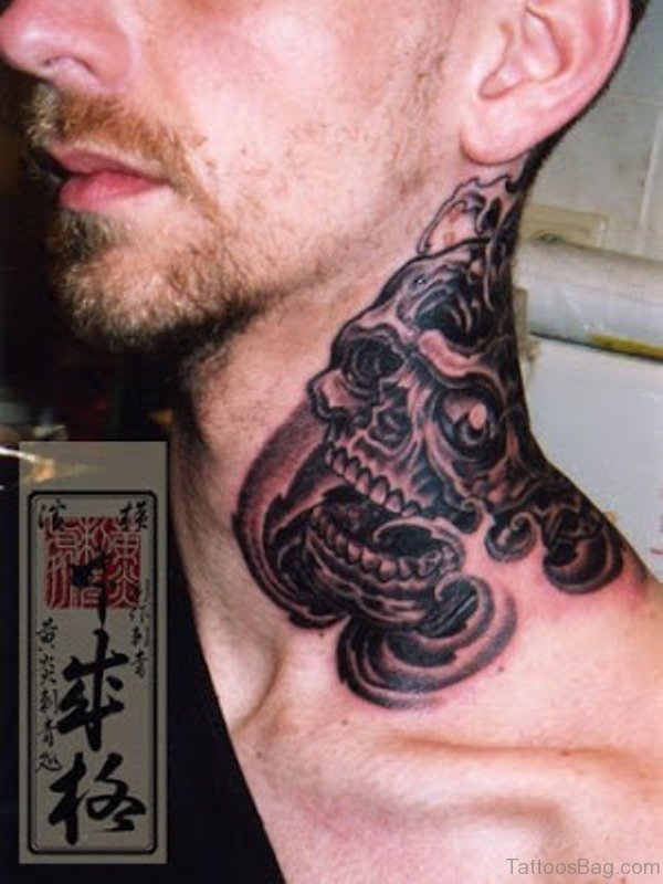 Marvelous Tribal Tattoo On Neck