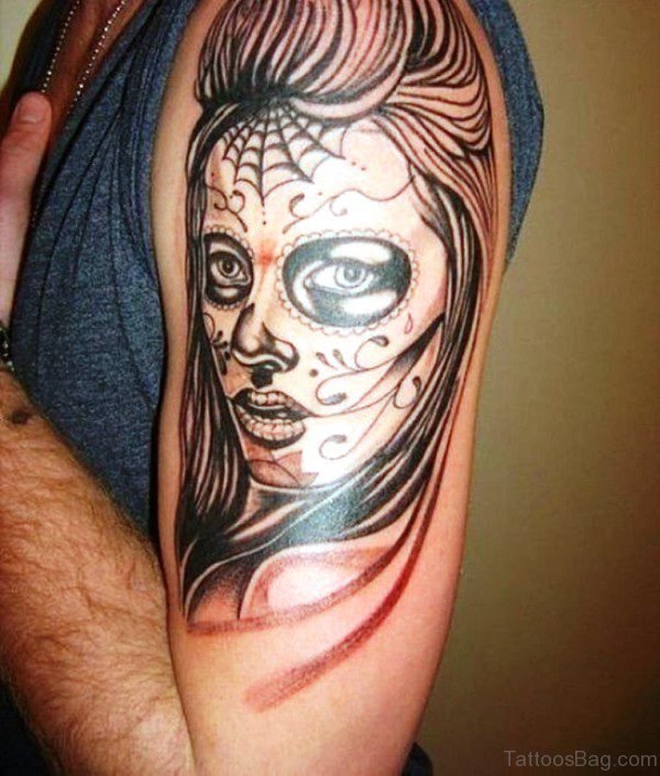 Mexican Lady Skull Tattoo