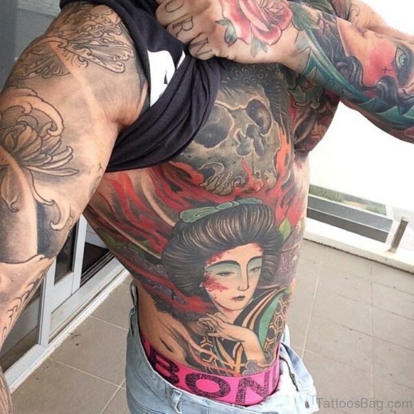 Mind Blowing Geisha Tattoo On Rib