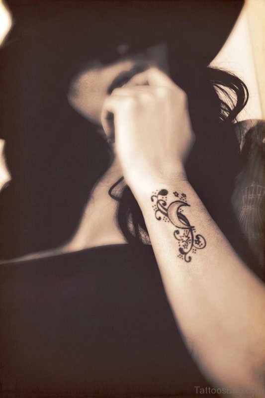 Moon And Stars Tattoos On Wrist