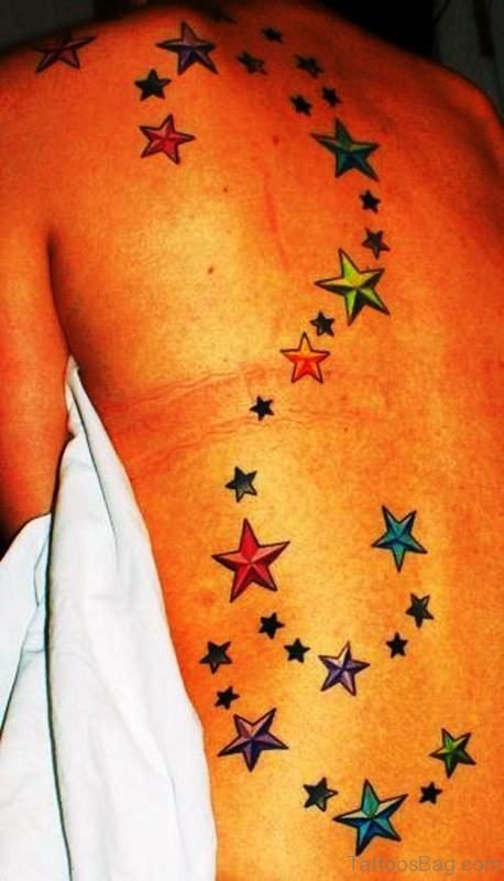 Multicolor Stars Tattoo Design