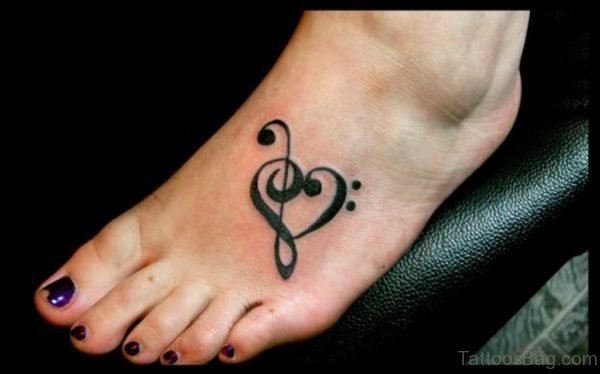 Music Heart Tattoo On Foot