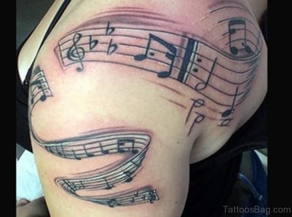 Music Note Shoulder Tattoo