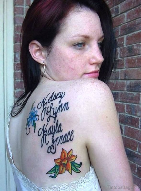 Name And Flower Tattoo