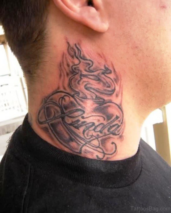 Name Lettering Neck Tattoo