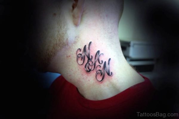 Nan Lettering Neck Tattoo