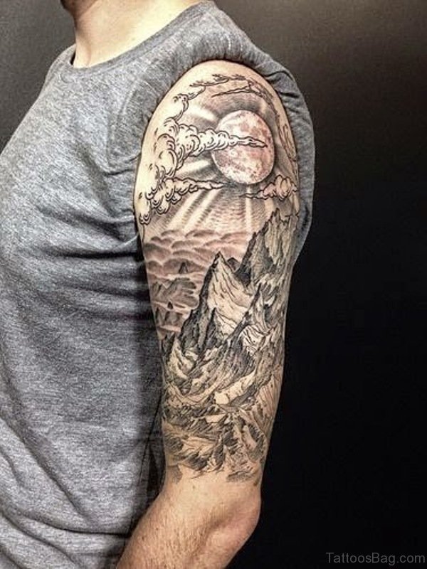Nature Half Sleeves Shoulder Tattoo
