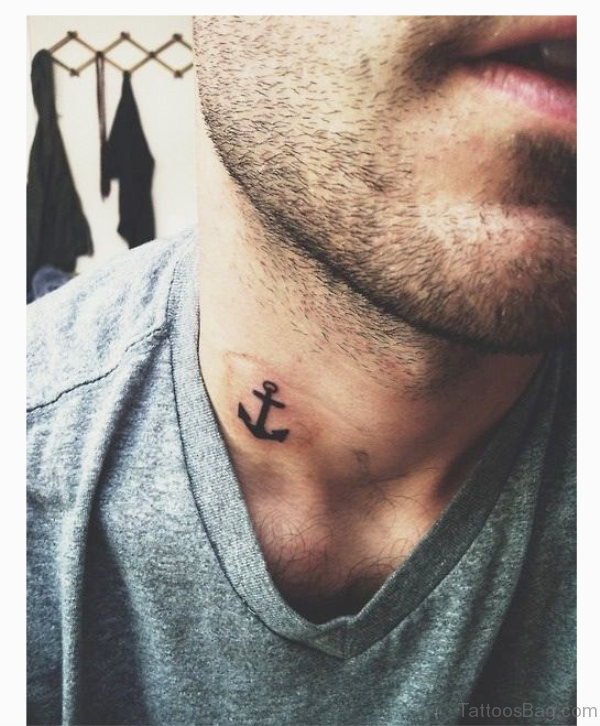 Neck Anchor Tattoo
