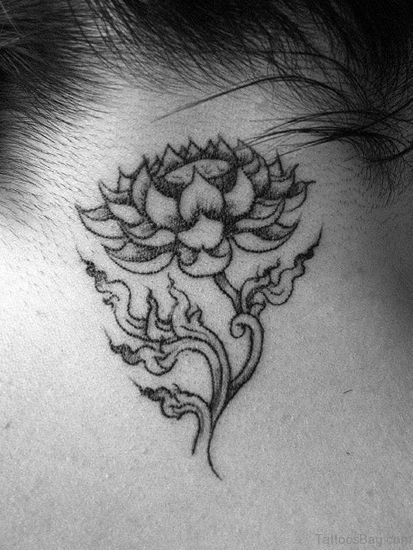Neck Lotus Tattoo