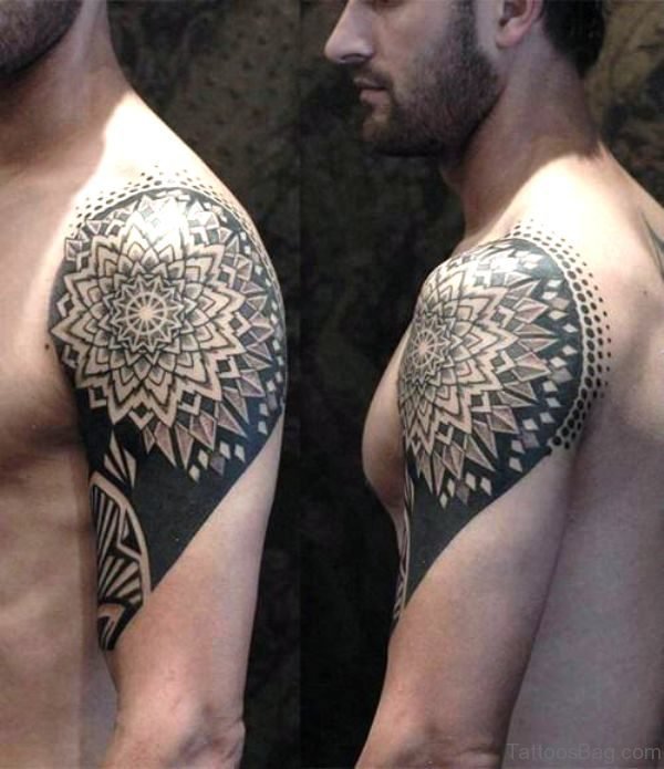 Nice Armour Shoulder Tattoo Design