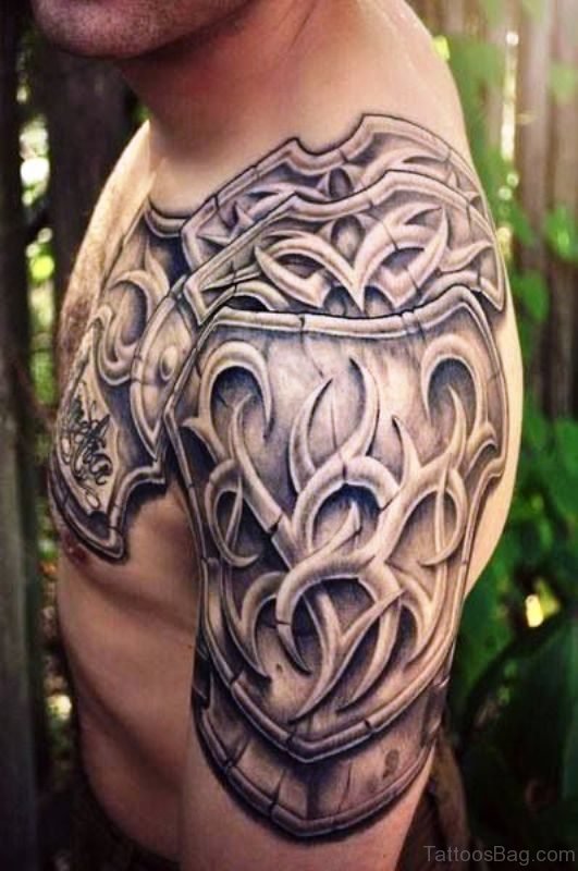 Nice Armour Shoulder Tattoo