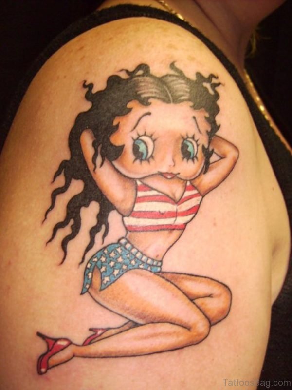 Nice Betty Boop Tattoo On Shoulder