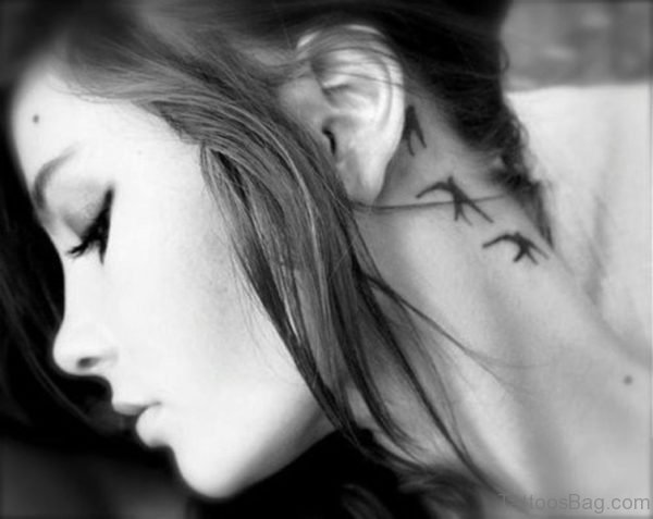 Nice Birds Tattoo On Neck