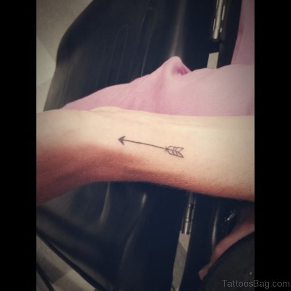Nice Black Arrow Tattoo On Wrist