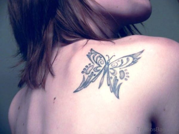 Nice Black Butterfly On Shoulder