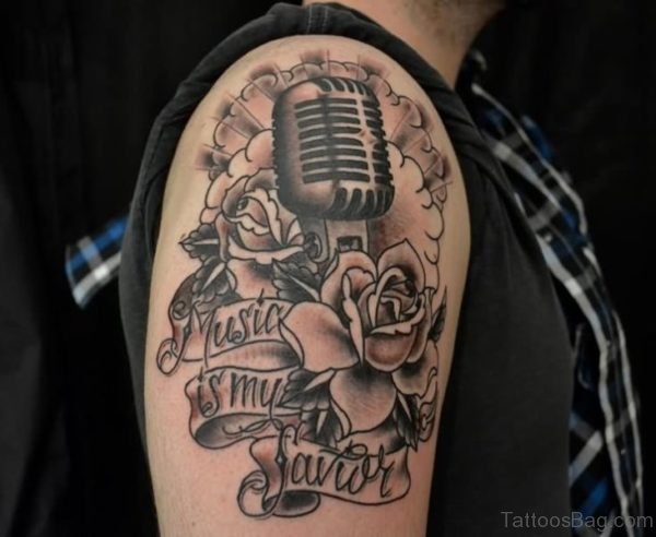 Nice Black Music Tattoo Design