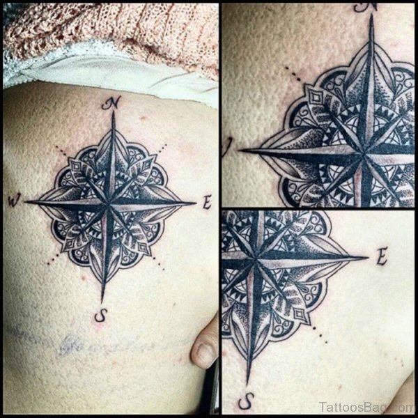Nice Compass Tattoo On Rib