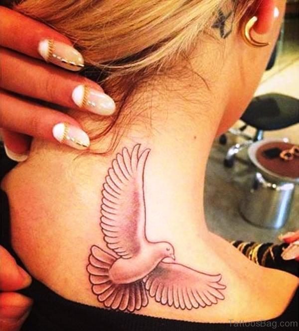 Nice Grey Tattoo On Neck